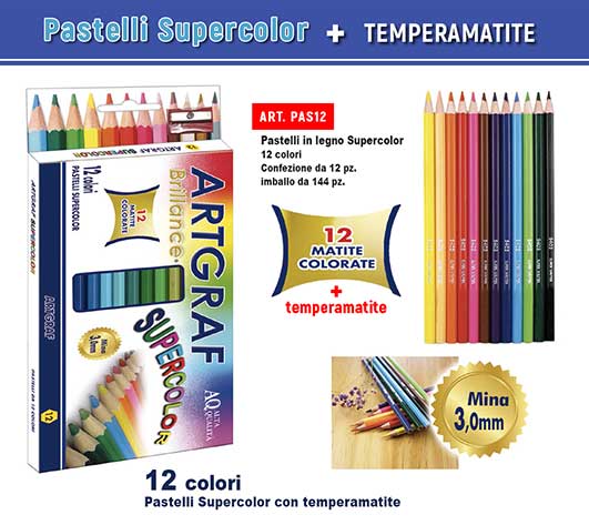 Pastelli Supercolor 12 con temperamatite