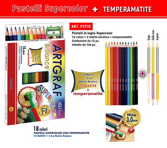 Pastelli Supercolor 18 con Temperamatite